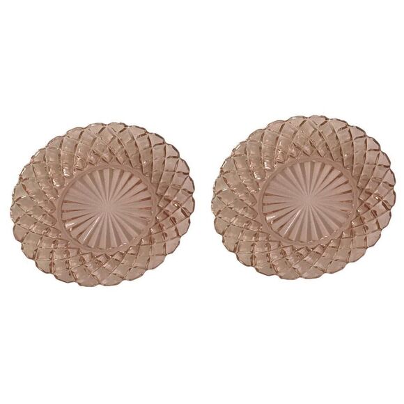 Vintage Pink Depression Glass Bread & Butter Plates Waffle Colonial 1930’s - Picture 3 of 4